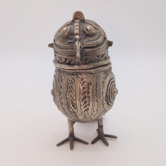 Dhokra Owl Intricate Metal Bird Sculpture Box Vintage India - Picture 3 of 9